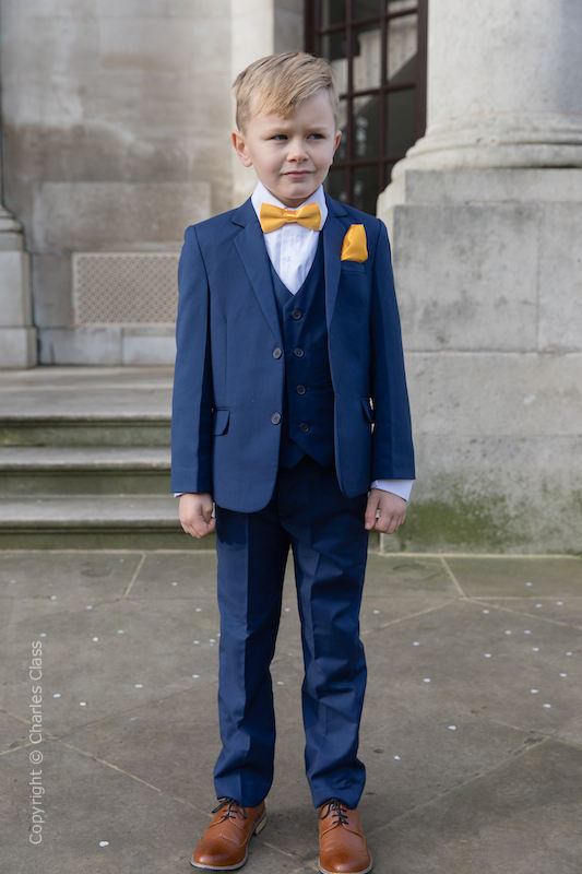 Boys Royal Blue Suit Marigold Bow Tie Suit Boys Wedding Suit