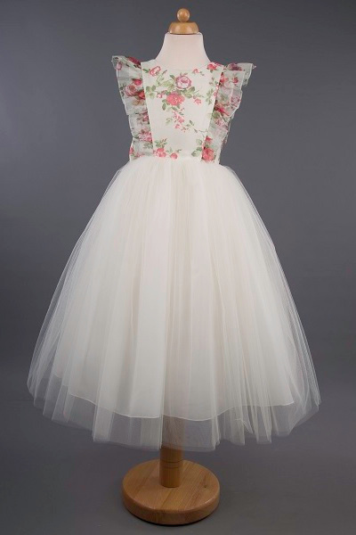 Busy B's Bridals Floral Bodice Tulle Dress - Iris