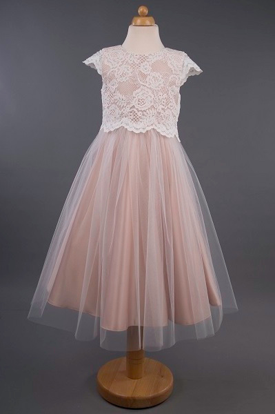 Busy B's Bridals Lace Bodice Coloured Satin Dress - Isla