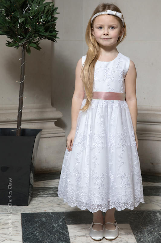 White And Rose Gold Flower Girl Dress Cheap Sale | bellvalefarms.com