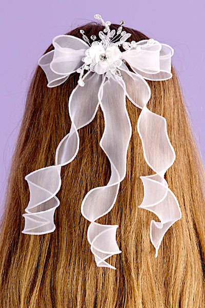 Peridot Girls White Organza Hair Comb - Style Vivienne