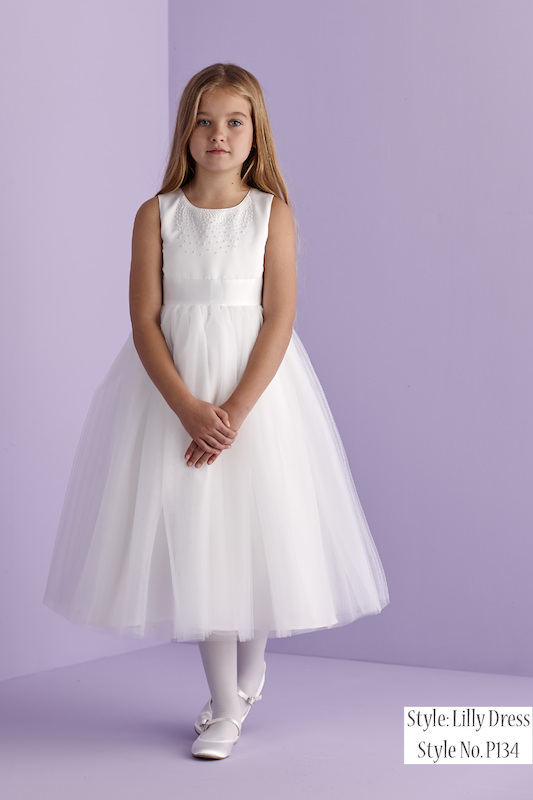 Peridot White Beaded Tulle Ballerina Dress - Style Lilly