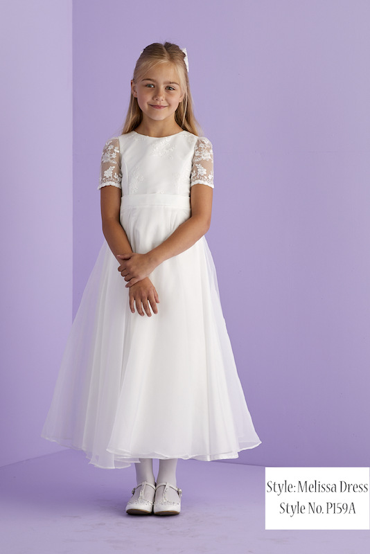 Peridot Ivory Lace Organza Flower Girl Dress - Style Melissa