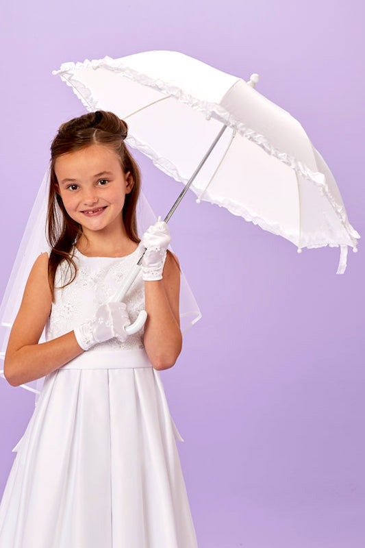 Peridot Girls White Frill Edge Communion Umbrella - Style Shona
