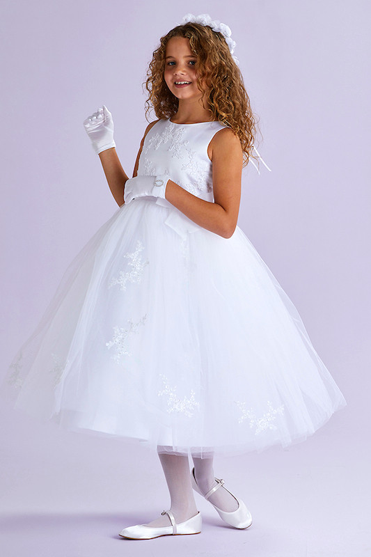 Peridot White Tulle Ballerina Flower Girl Dress - Style June