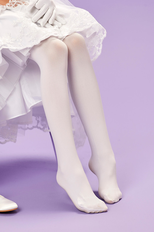 Peridot Girls White 40 Denier Tights - Style Hannah