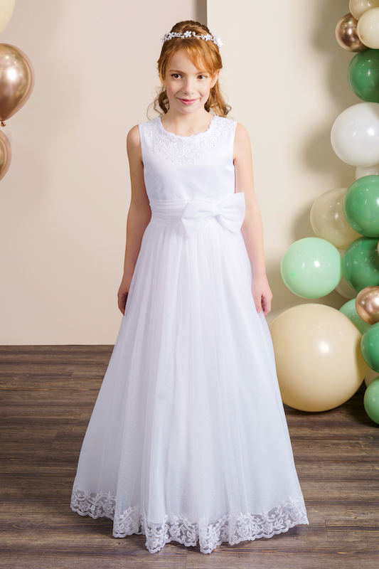 Communion Dress Ivory or White Dotted Tulle Dress Style Kaila
