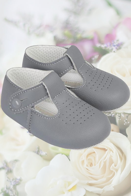 Baby Boys Grey Matt T Bar Shoes by Baypods