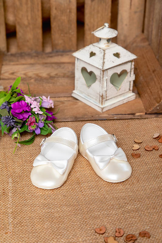 Baby Girls Ivory Bow Buckle Strap Shoes