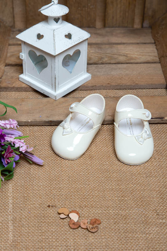 Girls Bridesmaids Bow Ribbon Glitter Party Shoes Shiny Patent Shoes Infant UK 