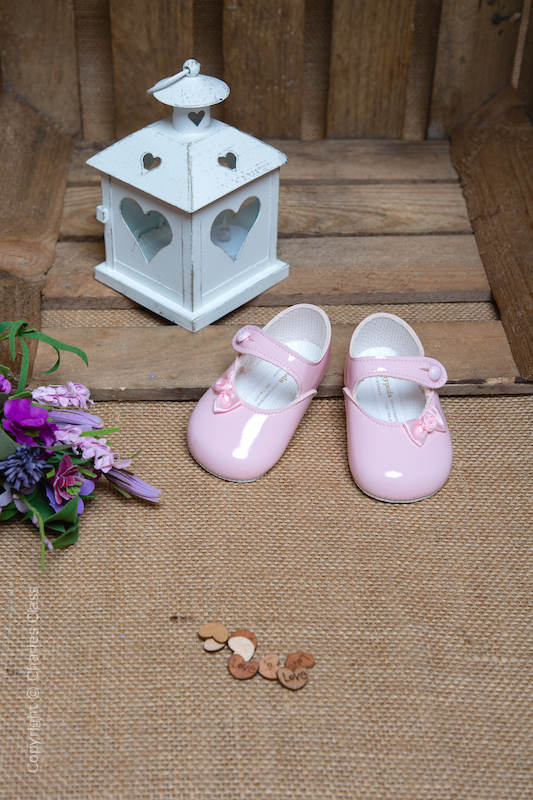 Baby Girls Pink Rosebud Bow Patent Shoes by Baypods