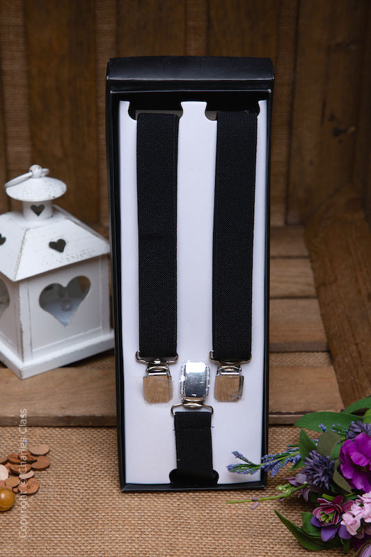 Boys Black Formal Adjustable Braces in Gift Box