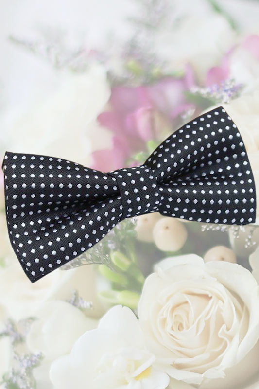 Boys Black Polka Dot Adjustable Satin Dickie Bow