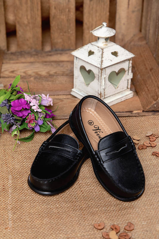 Boys Black Smart Leather Loafers