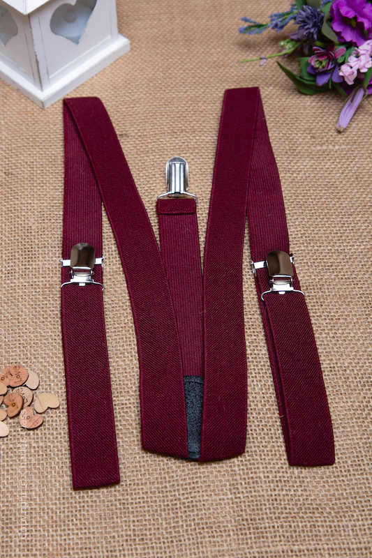 Boys Burgundy Adjustable & Elasticated Y-Back Braces