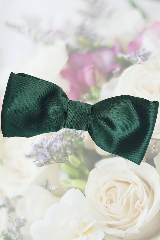 Boys Dark Green Elasticated Satin Dickie Bow