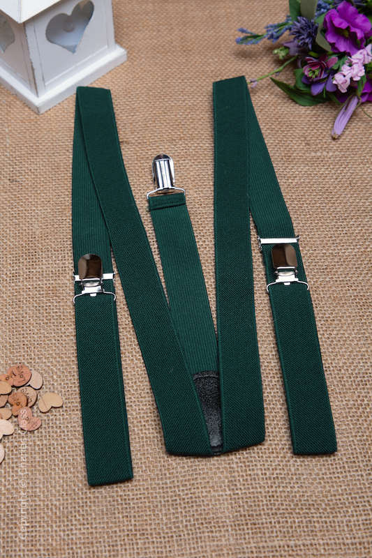 Boys Dark Green Adjustable & Elasticated Y-Back Braces