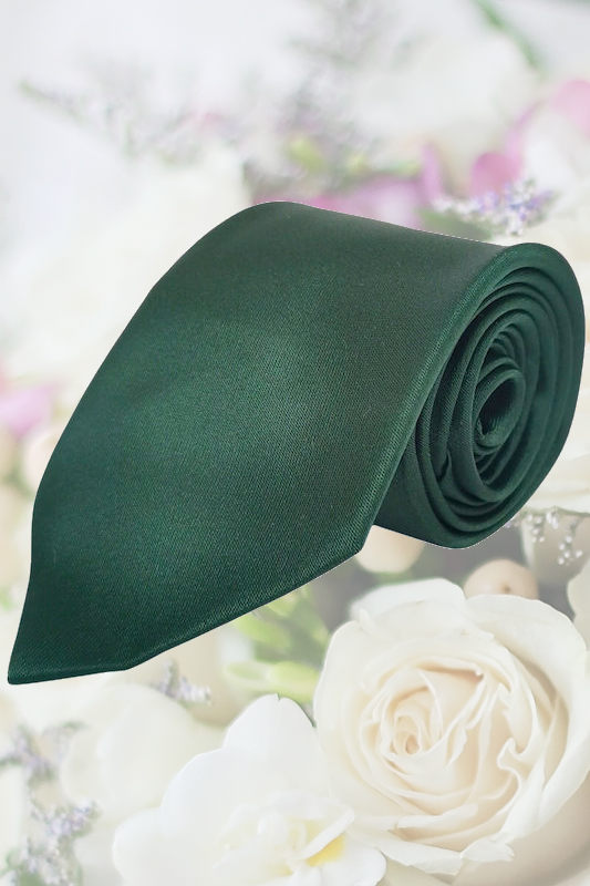 Boys Dark Green Full Length Satin Tie