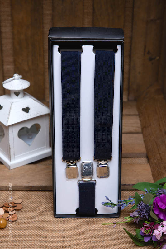 Boys Navy Formal Adjustable Braces in Gift Box