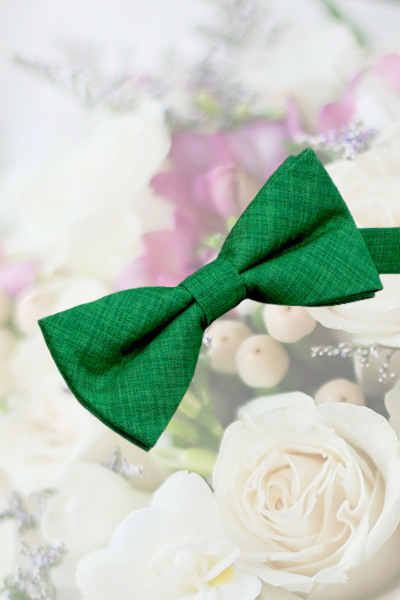 Boys Emerald Green Textured Cotton Adjustable Dickie Bow