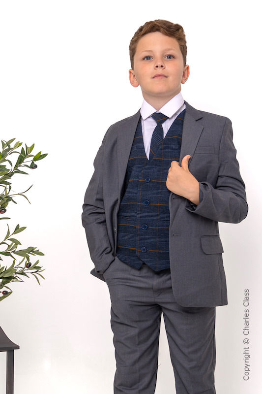 Boys grey tweed suit sales