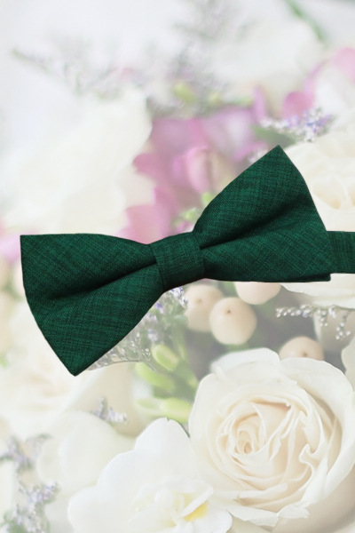Boys Hunter Green Textured Cotton Adjustable Dickie Bow