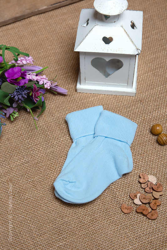 Boys Light Blue Plain Cotton Wedding Socks