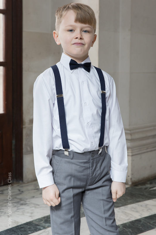 Boys grey shorts with braces deals