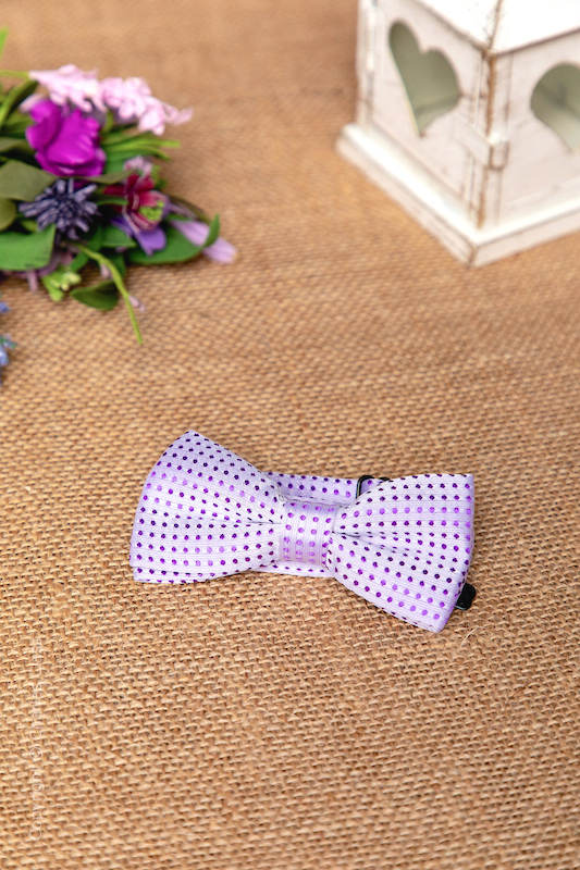 Boys Lilac Polka Dot Adjustable Satin Dickie Bow