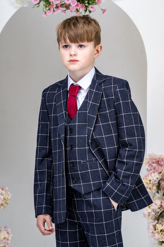 Boys navy tweed suit clearance