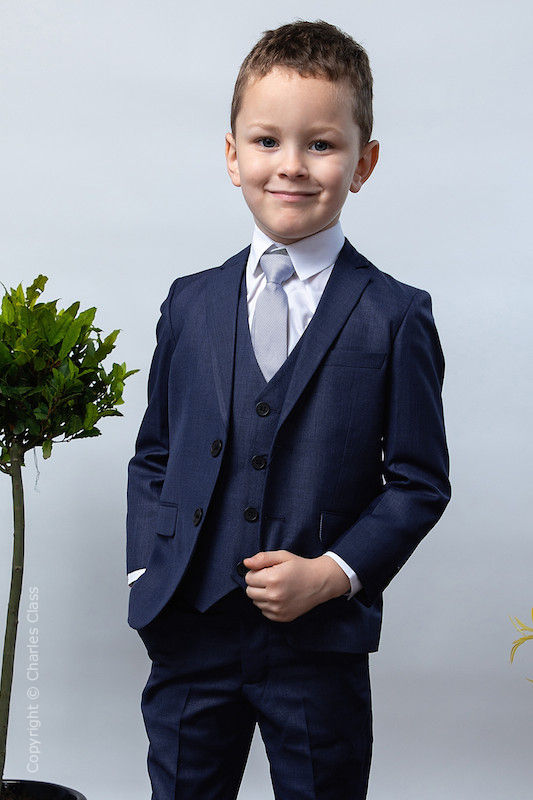 Boys Navy Tailored Fit Jacket Suit - Luke