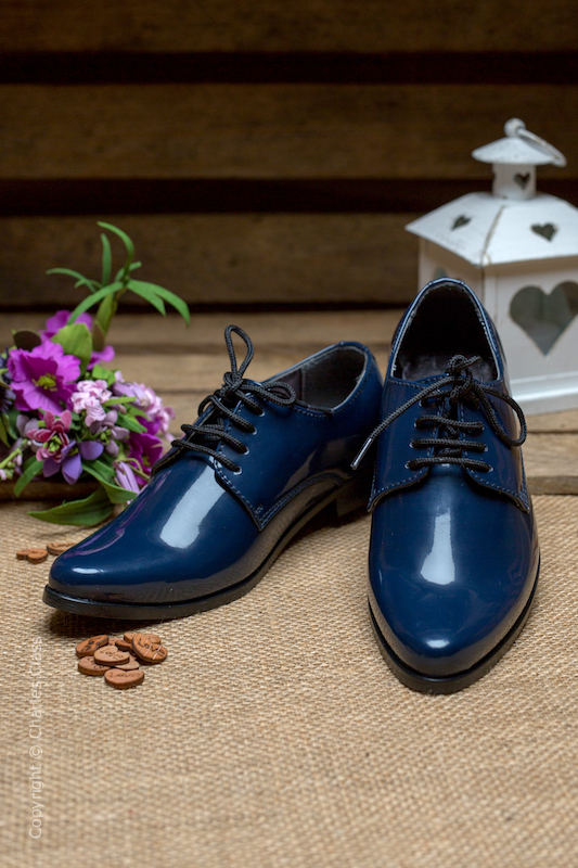 Boys Navy Patent Leather Pointed Shoes Boys Smart Wedding Shoes