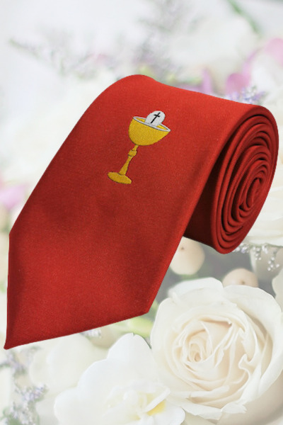 Boys Red Chalice Full Length Communion Tie