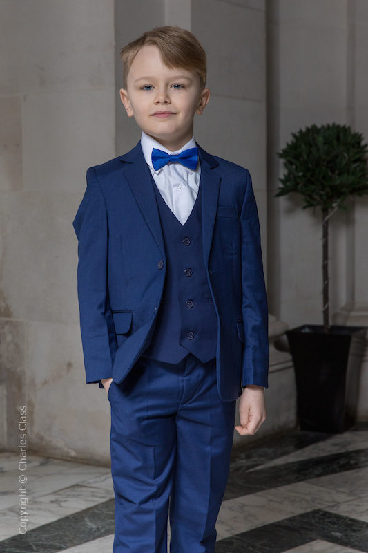 Boys Royal Blue Wedding Suit with Royal Dickie Bow