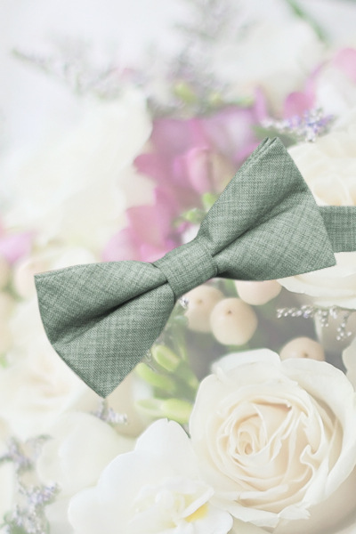 Boys Sage Green Textured Cotton Adjustable Dickie Bow