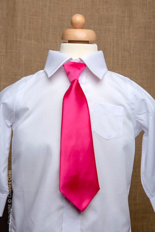 Pink Shirt with Pink & Purple Striped Tie Device Of Italy Boys Smart Shirt & Tie Set 