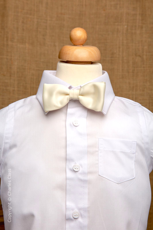 white shirt ivory bow tie