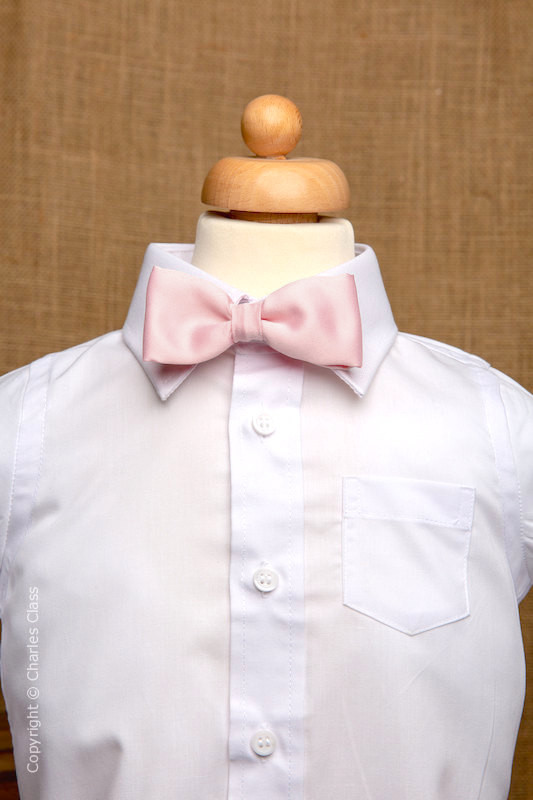 Boys White Shirt with Pale Pink Dickie Bow Boys Shirt Bow Tie Set