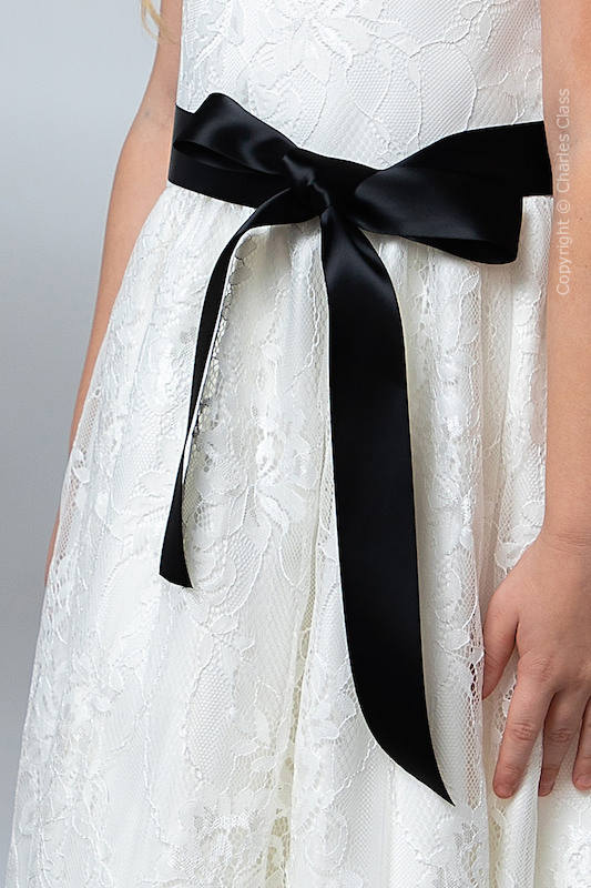 Black Premium Satin Flower Girl Sash