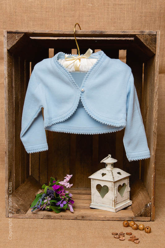 Girls Blue Cotton Long Sleeve Bolero