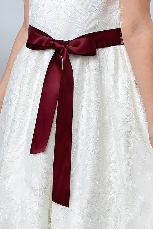 Burgundy Premium Satin Flower Girl Sash