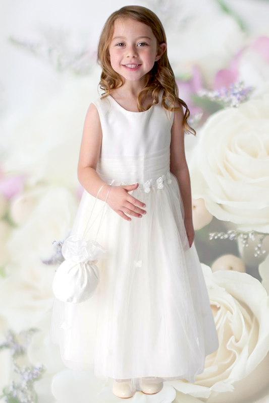 Girls Ivory Butterfly Organza Dress & Bag - Amelia