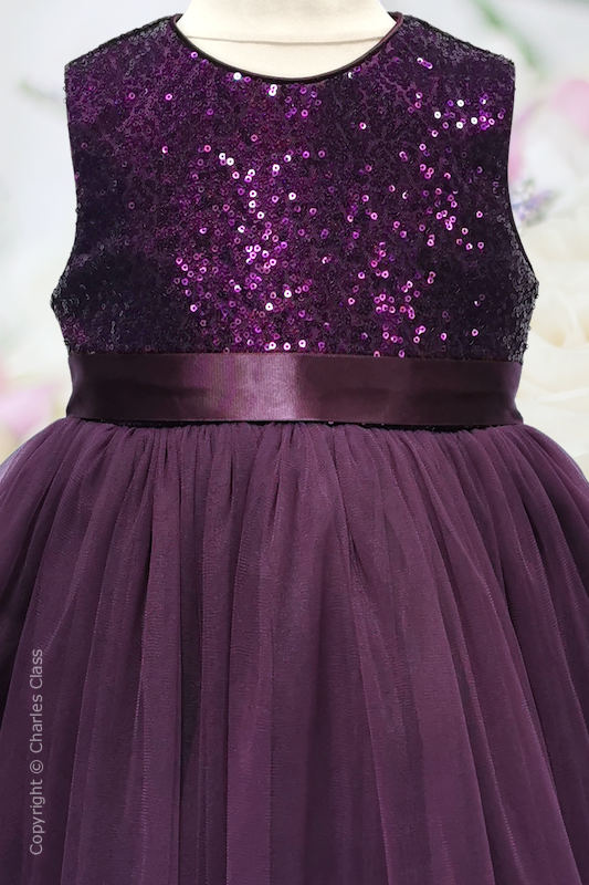 Green Sequin Ruffle Puffy Flower Girl Dress