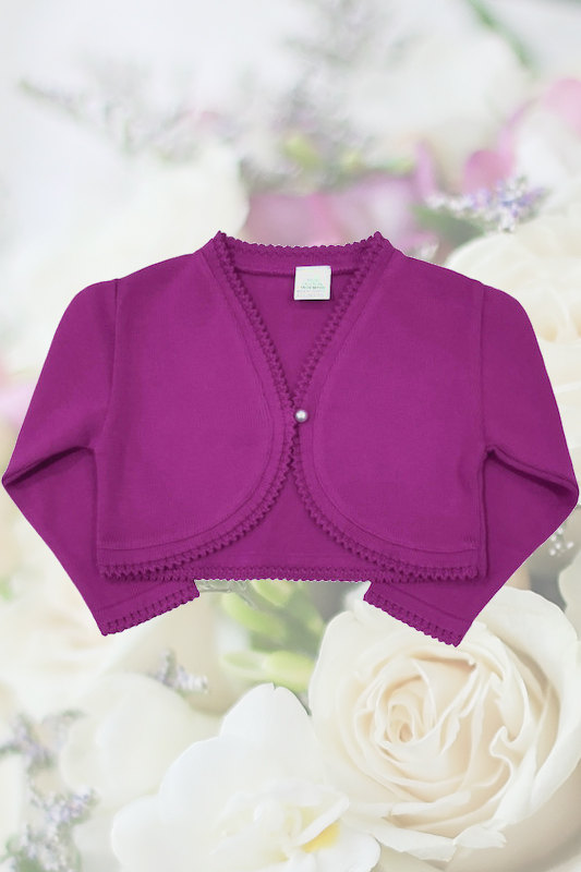 Girls Purple Cotton Long Sleeve Bolero