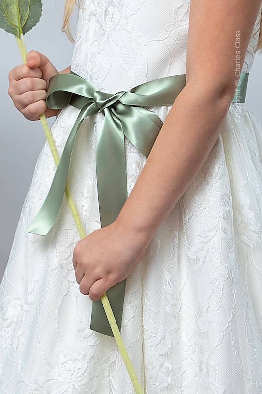 Sage Green Premium Satin Flower Girl Sash