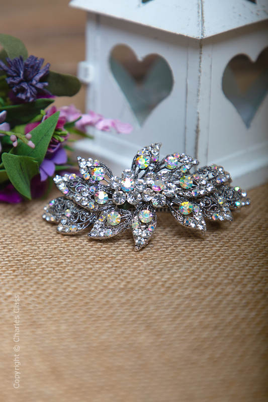 Sparkly Crystal Filigree Flower Hair Clip