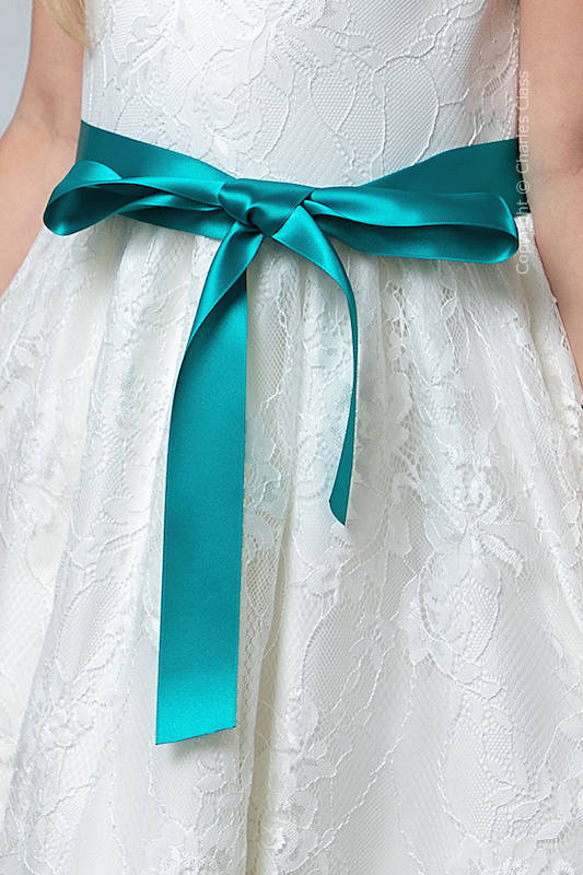 Teal Premium Satin Flower Girl Sash