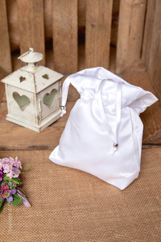 Girls White Duchess Satin Plain Dolly Bag