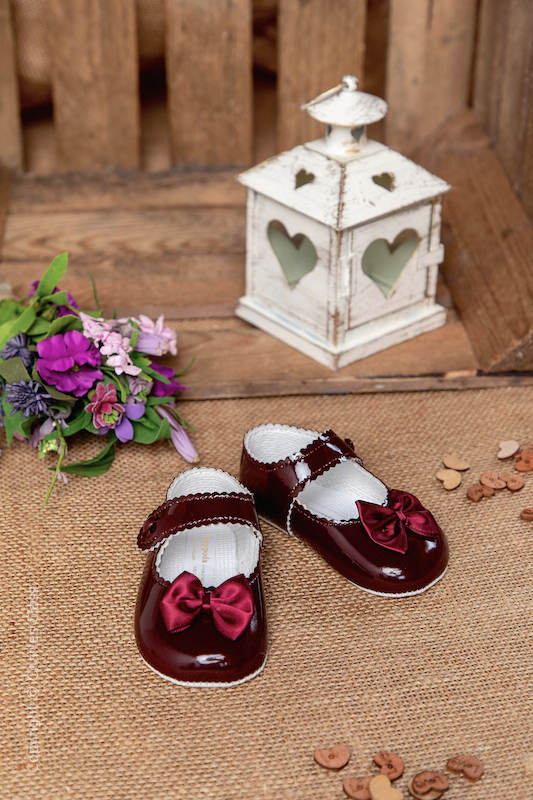 Baby Girls Burgundy Bow Patent Shoes by Baypods