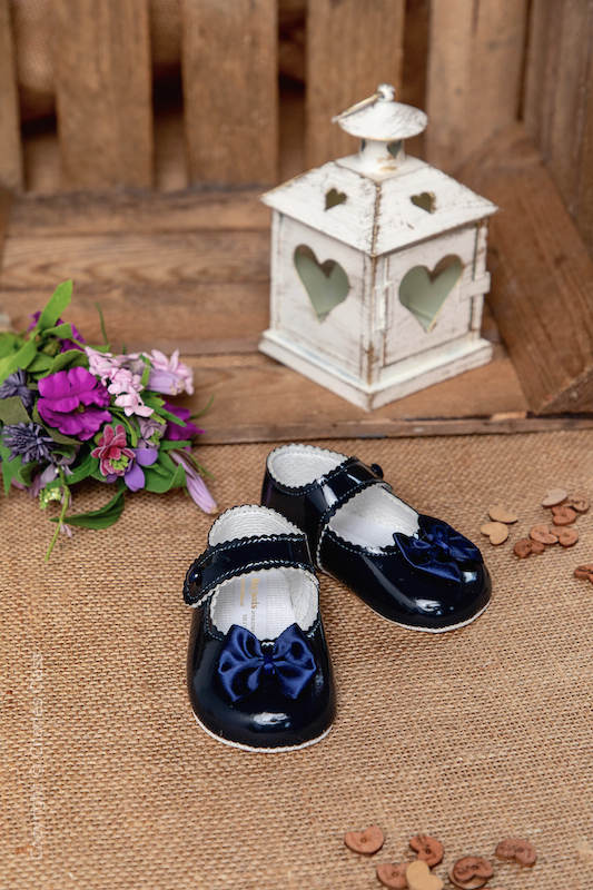 Baby Girls Navy Bow Patent Shoes by Baypods Baby Flower Girl Shoes